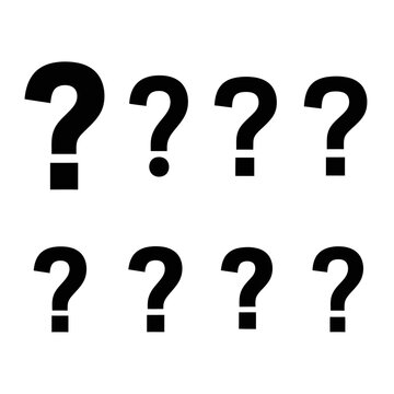 Multiple Question Marks Symbols on White Background, Representing Inquiry, Doubt, and Mystery