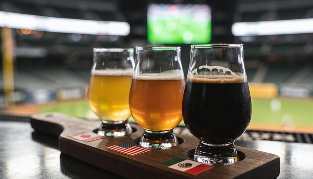 Craft Beer Flight Taster Set with Host Countries Flags
