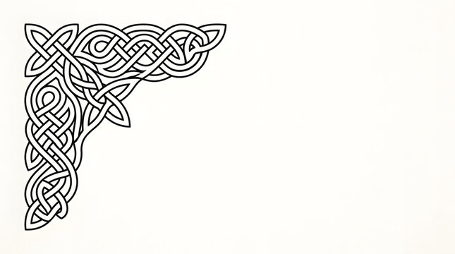 Intricate Celtic Knot Corner Design Featuring Traditional Interwoven Patterns in a Minimalist Style