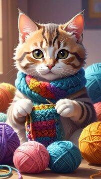 Cat knitting