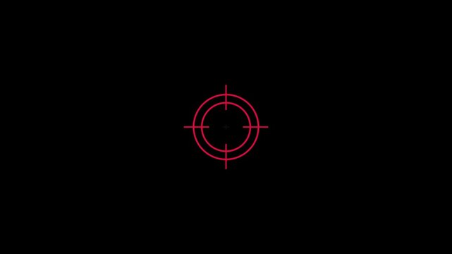 Red color target icon animation. sniper target. 4k video