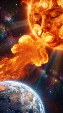 Solar flares and global warming concept