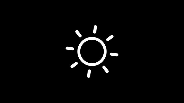 Animated simple outline sun summertime icon animation.