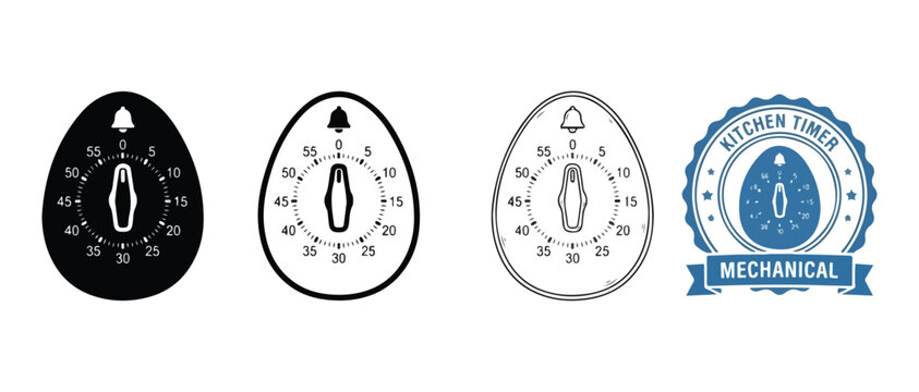 kitchen timer icons in various styles and colors for cooking and baking applications  kitchen timers with different designs