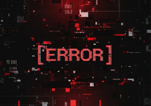 Digital glitch error message with red text and data corruption