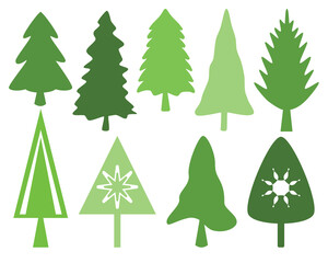 Fototapeta premium Collection of Evergreen Trees, Christmas Holiday Winter Tree Silhouette Vectors