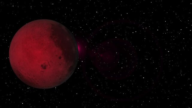 Red Planet with Lens Flare in Starry Space Background mars stars animation