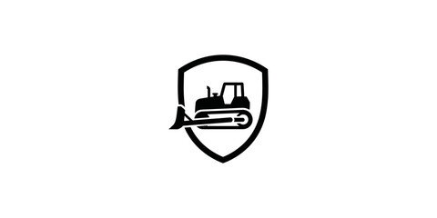 Bulldozer Track Loader Heavy Equipment Shield Logo Icon © nizar