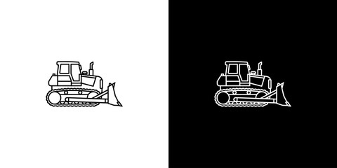 Minimalist Bulldozer Outline Icon Set © nizar