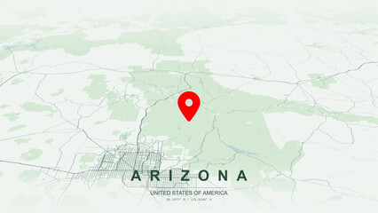 Modern minimalist vector map of Arizona. High-quality scalable illustration of Arizona state geographic boundaries, Grand Canyon topography, Colorado River system for posters design. © AliRza