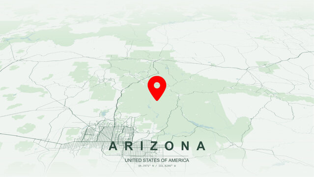 Modern minimalist vector map of Arizona. High-quality scalable illustration of Arizona state geographic boundaries, Grand Canyon topography, Colorado River system for posters design.