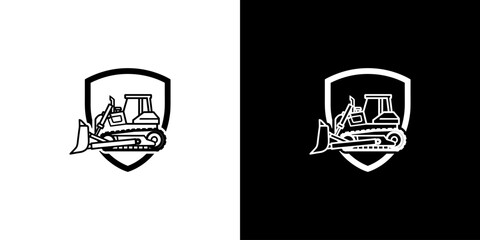Bulldozer Inside A Shield Logo © nizar