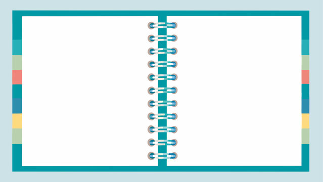 Open spiral notebook with colorful tabs Vector