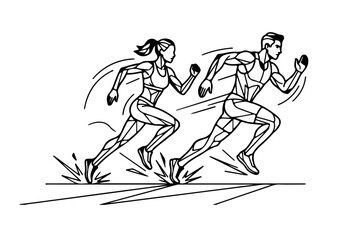 Fototapeta premium runners vector illustration