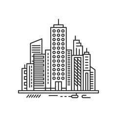 Fototapeta premium Architecture icon. Modern tower and city skyline thin line vector illustration.