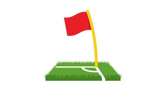 Football soccer corner kick flag on green grass pitch field vector illustration