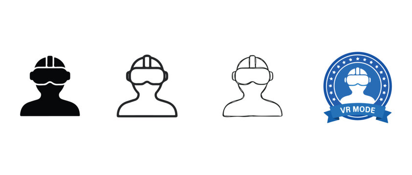  people wearing vr goggles and a hard hat for virtual reality and construction  various styles included