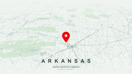 Modern minimalist vector map of Arkansas. High-quality scalable illustration of Arkansas state geographic boundaries, Arkansas River Valley layout for posters design. © AliRza