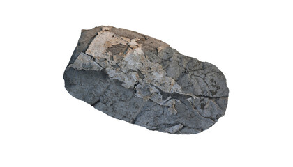 Close up of a gray rock with brown patches on a white background © MD. GOLAM_RABBANI