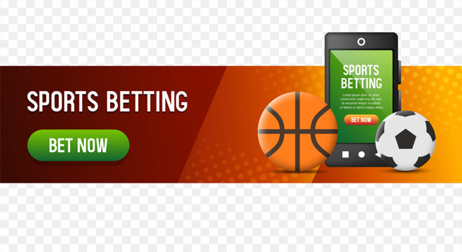 Sports betting banner. Vector banner for website header and footer. Vector 3d illustration.