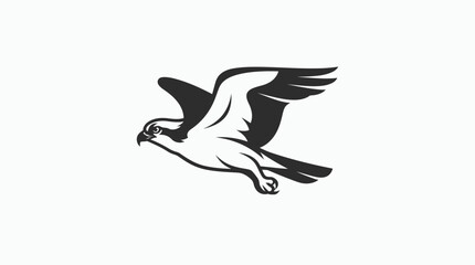 Fototapeta premium Osprey Bird of Prey Side Profile Flying Vector Illustration Silhouette Icon Isolated on White Background