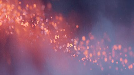 Fototapeta premium red christmas bokeh background with glowing glitter dust drifting across abstract winter banner