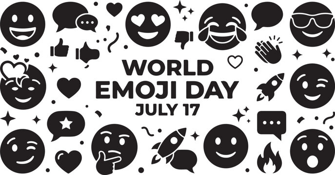 Black and White Emoji Icons Pattern Background Design
