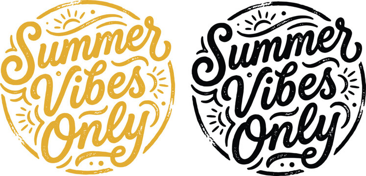Summer Vibes Only Hand Lettering Typography Design in Gold and Black Styles