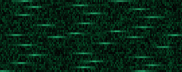 red cyber hack notification alert in green matrix binary data falling with corrupted data lines background banner template © Dul