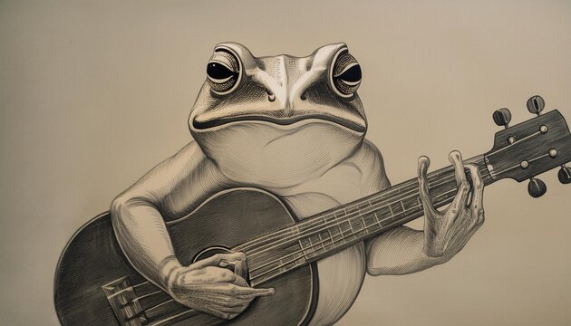 Frog playing ukulele