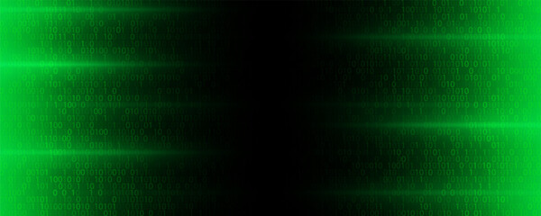 red cyber hack notification alert in green matrix binary data falling with corrupted data lines background banner template © Dul