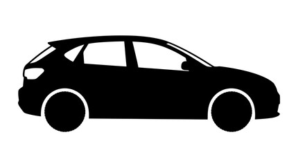 Fototapeta premium Car silhouette, vehicle icon, black car, automotive shape isolated on White Background