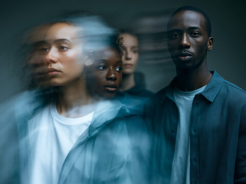 Diverse Group Standing Together in Studio Portrait