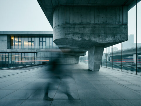 Modern Concrete Architecture Platform Under Highway Overpass