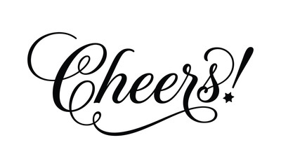 Cheers silhouette calligraphy design element for party and celebration decor © Maidul islam