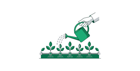 Digital Plant Growth Watering Illustration © Gacor