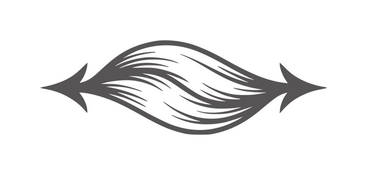 Black and white abstract with opposing arrows and flowing lines