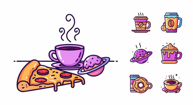Colorful illustration of coffee cup.