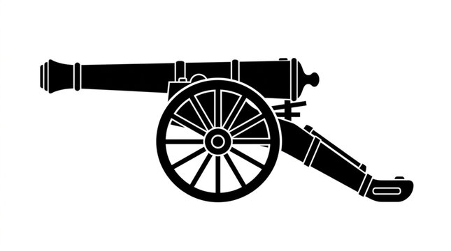 Ancient cannon silhouette vector illustration