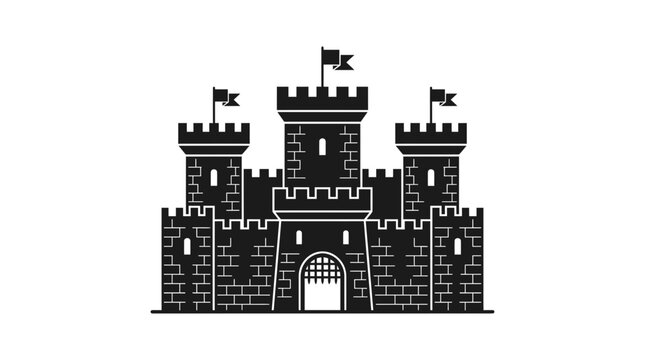 Black Castle Silhouette Icon Vector Illustration