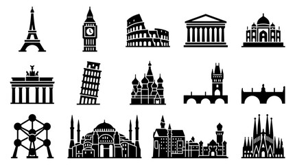 Famous European Landmarks Silhouette Collection © Macan