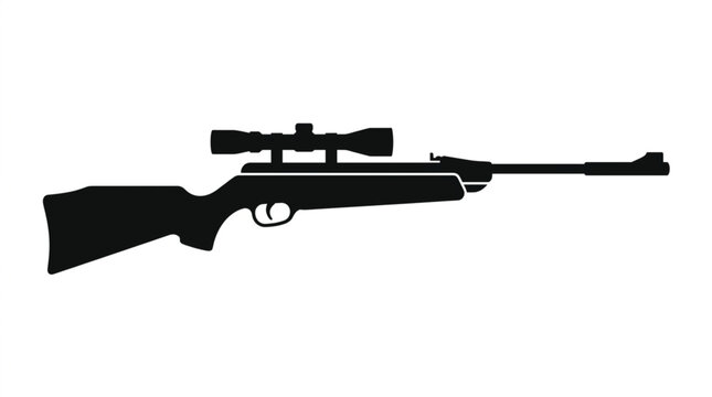 Sniper rifle with scope silhouette vector illustration