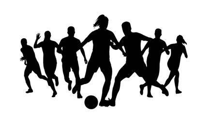 Obraz premium Group of soccer players playing a match together