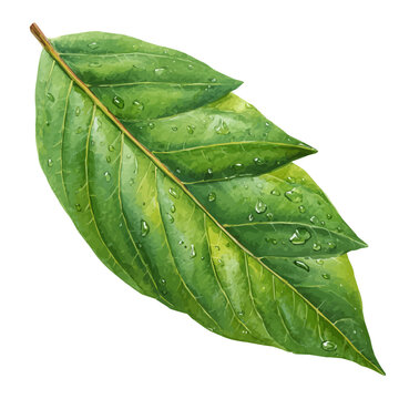 Watercolor Pecan Leaf vector, artistic painting style, high-resolution illustration on a pure white background.