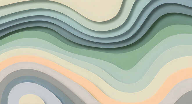 Abstract layered paper waves in pastel colors modern art texture for graphic design projects and backgrounds
