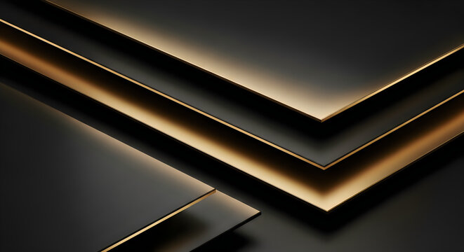Luxury black and gold 3d chevron design with ambient lighting