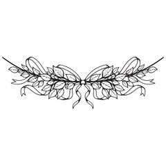 Fototapeta premium Hand drawn laurel garland illustration with ribbons and leaves for vintage decorative border and certificate design