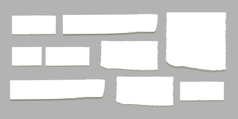 White ripped paper strips collection.Realistic paper scraps with torn edges.Sticky notes, Torn papers, shreds of notebook pages.torn paper sheet set in square and rectangle shapes modern. eps 10 © Sukkur Floris