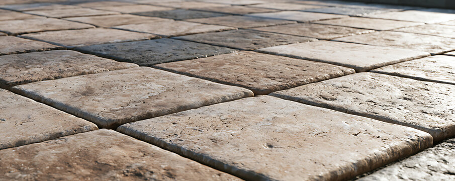 Close-up View of Durable Natural Stone Pavers with Rustic Texture, Ideal for Outdoor Flooring and Garden Paths