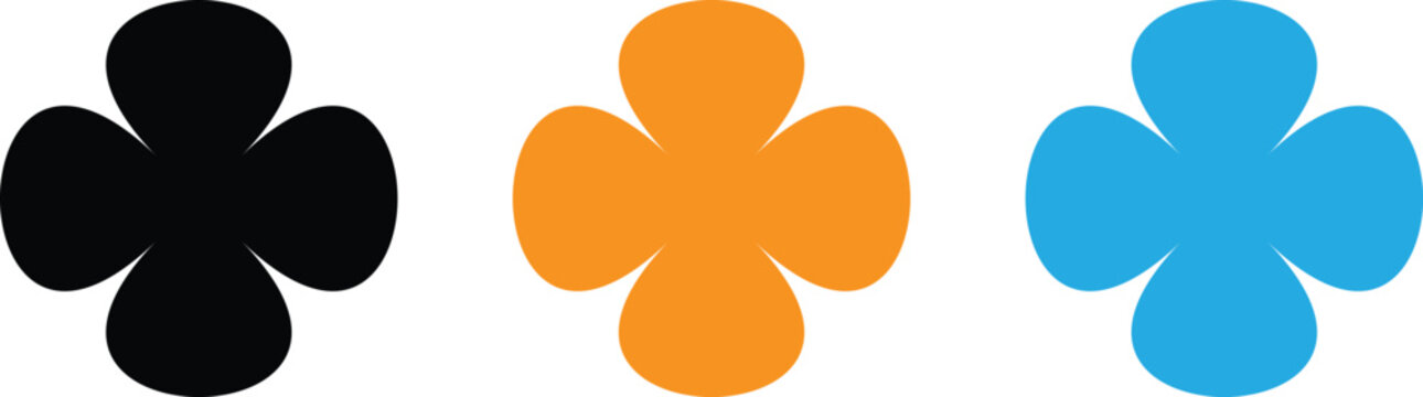 Colorful four leaf clover logo variations